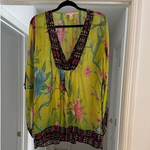 Matthew Williamson Lime Green Floral Beach throw